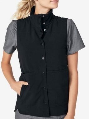 FIGS Black Puffer Vest Women's Size Large Scrubs Outerwear